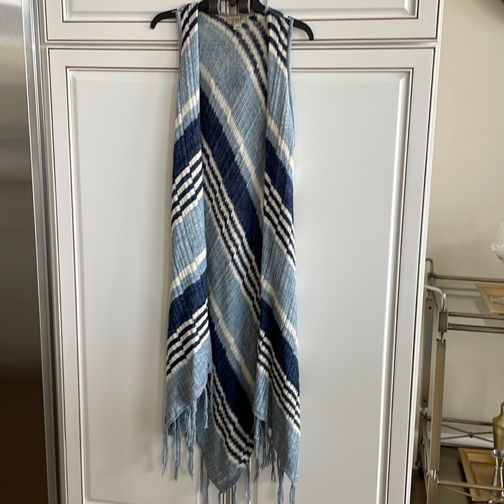 One World Long sleeveless cardigan vest diagonal stripes